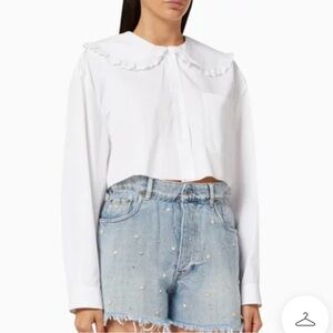 Miu Miu Peter Pan Collar Cropped Cotton Poplin shirt size 40
